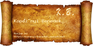 Kopányi Benedek névjegykártya